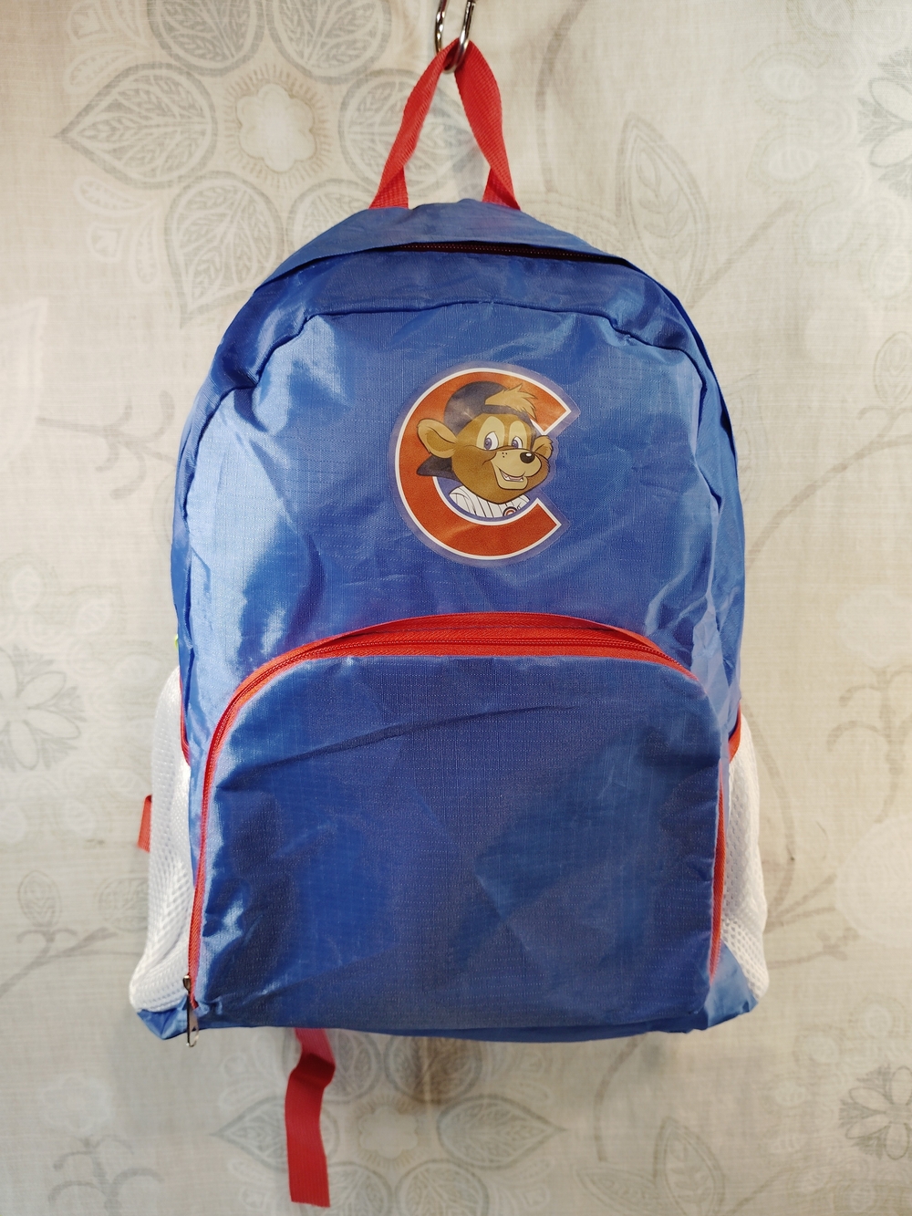 Kids  Clarks Crew Blue Backpack with Red Accents and Character Patch